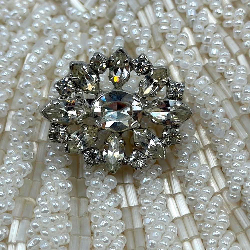 Elegant Silver Crystal Brooch